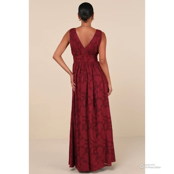 Lulus XS Sweet Sophistication Burgundy Burnout Floral Maxi Dress NWT - Picture 7 of 17